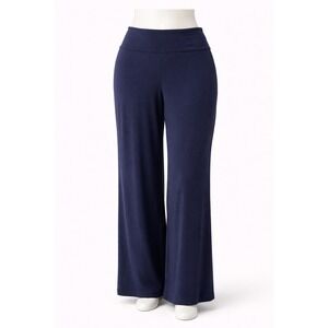 George Simonton Womens 3X Navy Regular Palazzo Pants with Foldover Waistband NWT